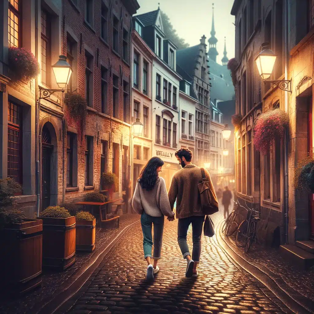 Elle capture l'essence de l'amour et de la complicité renouvelée dans le cadre charmant de Namur